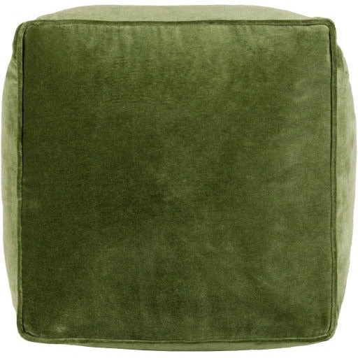 Surya Modern Olive Green Cotton Velvet Pouf Ottoman CVPF-018 - Image 2