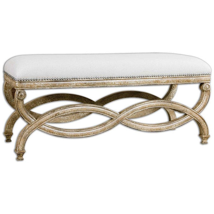 Uttermost Karline Linen Performance Fabric Seat Wood Bench - Image 2
