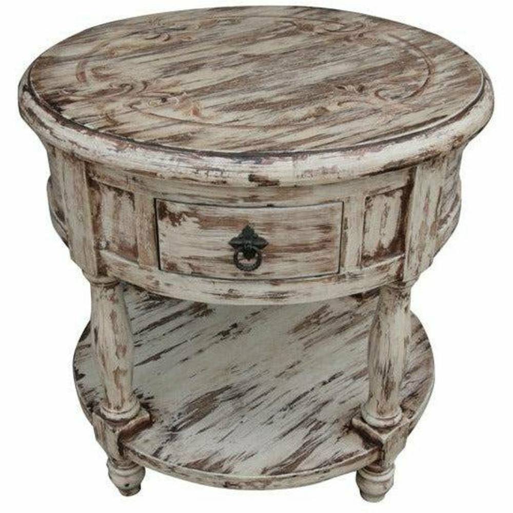 Casa Bonita Peruvian Hand-Painted Carved Wood Paloma Round End Table - Image 1
