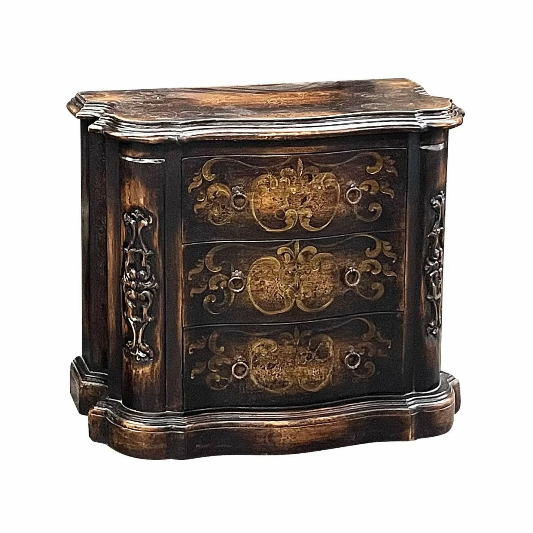 Casa Bonita Peruvian Hand-Painted Carved Wood Andrea Nightstand - Image 1