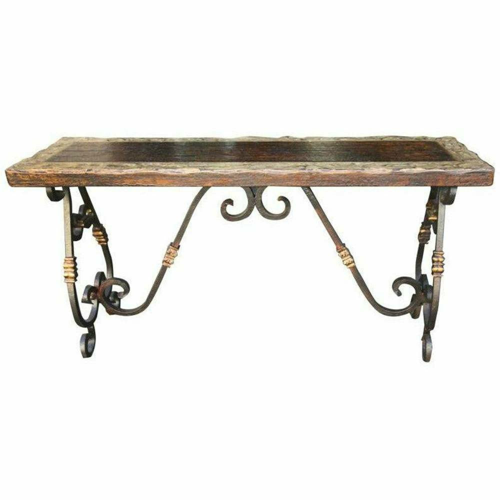 Casa Bonita Peruvian Hand-Painted Carved Wood and Hand Forged Iron Estancia Console Table - Image 1