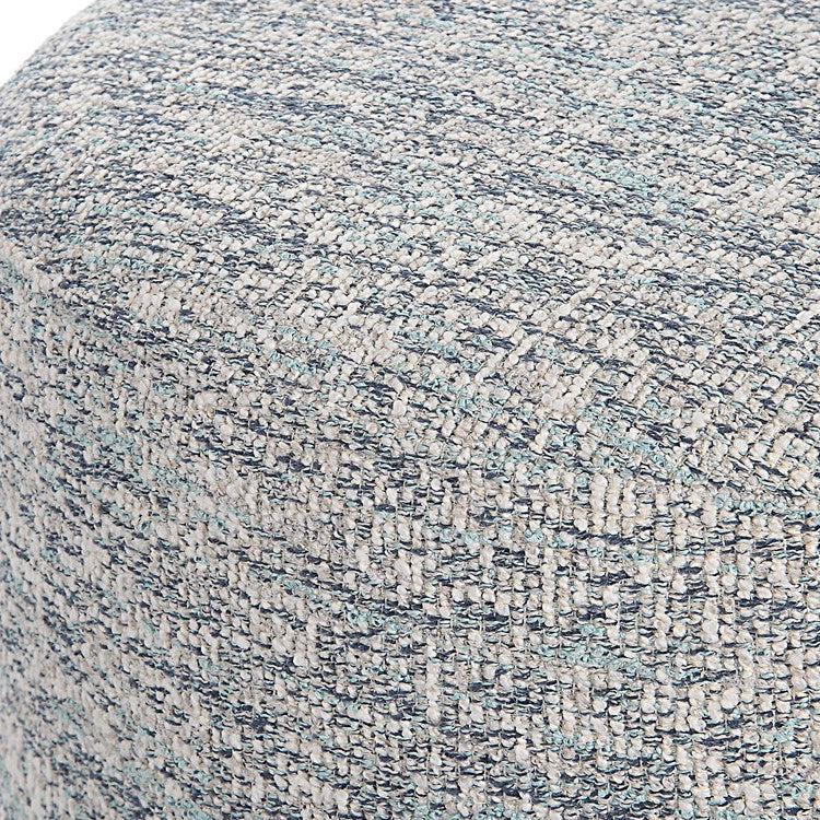 Uttermost Avila Blue & White Tweed Round Ottoman - Image 3