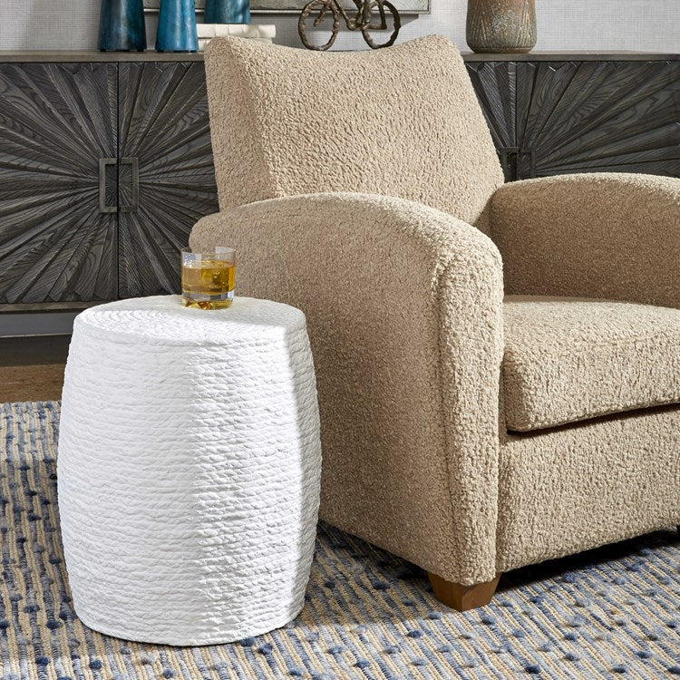 Uttermost Resort White Straw Wrapped Coastal Round Accent Stool - Image 2