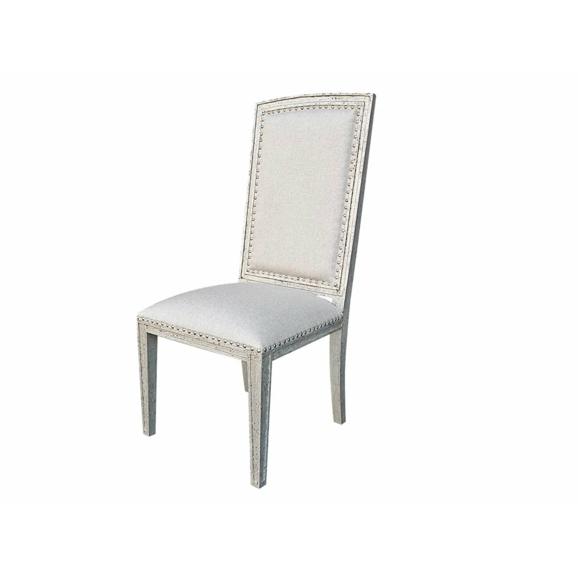 Casa Bonita Peruvian Hand-Painted Carved Wood and Linen Tamara Dining Chair - Image 2