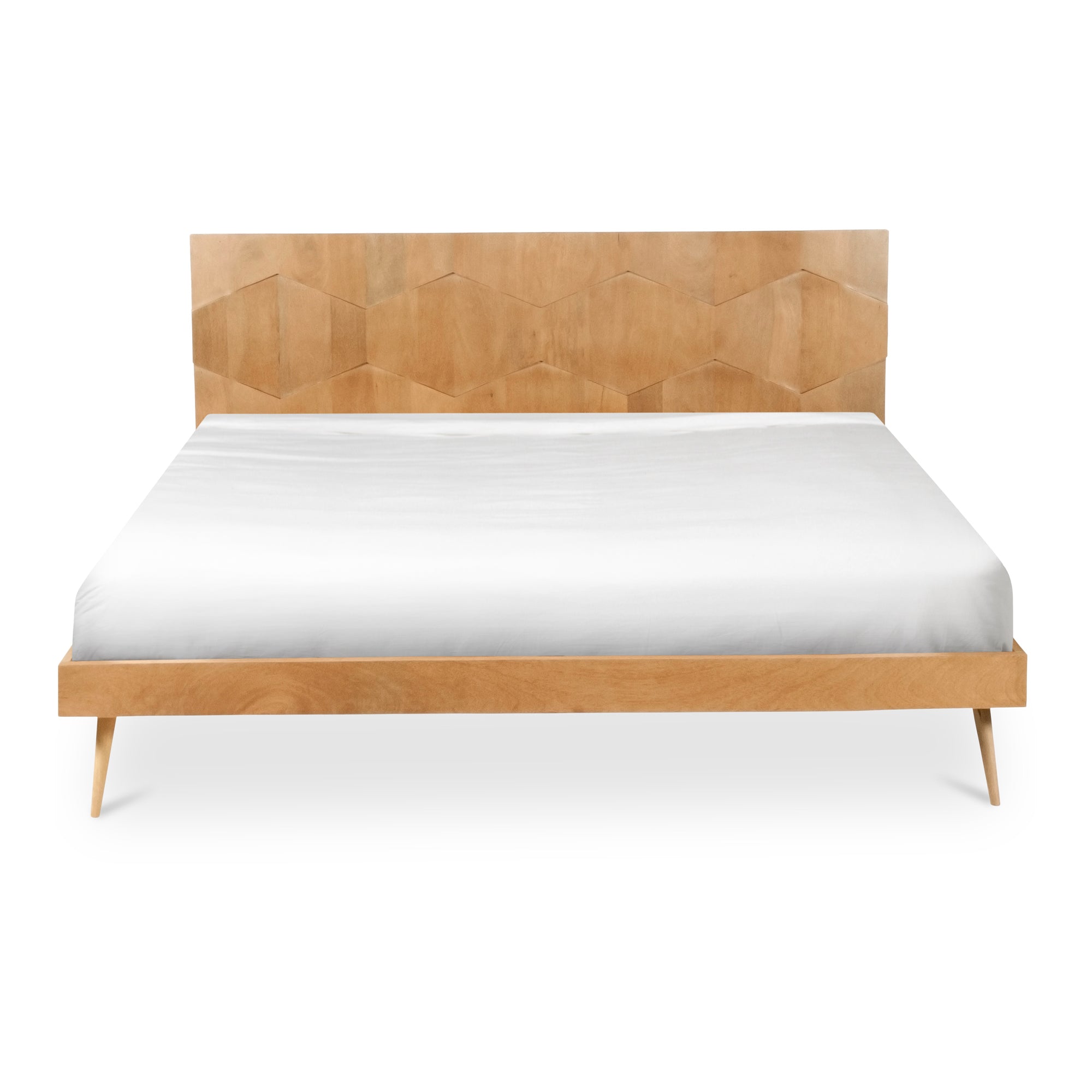 Moe's Home Collection O2 Natural Sheesham Wood Queen Size Bed - Image 1