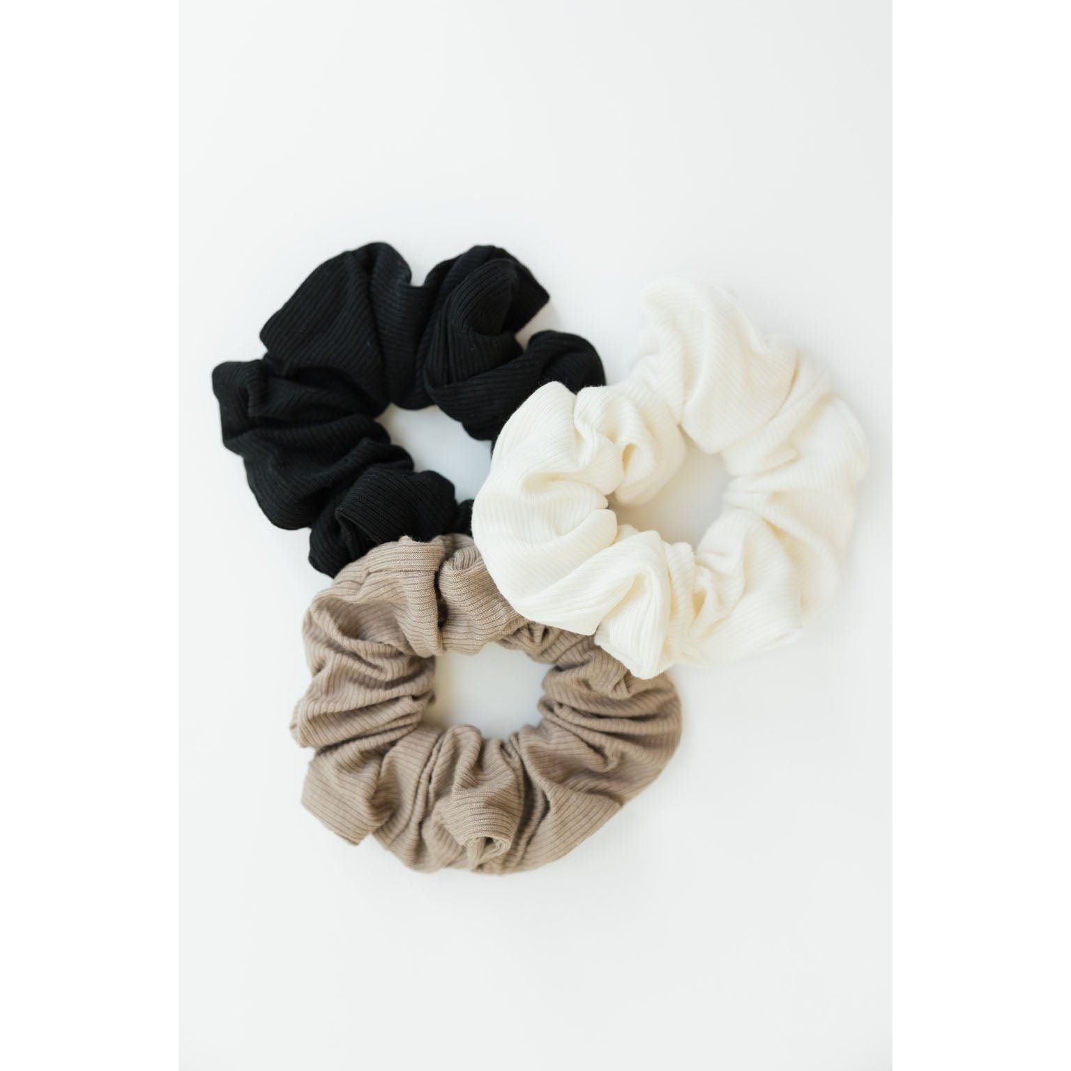 Cozy Earth Bamboo Rib-Knit Hair Scrunchies Set of 3 - Image 2