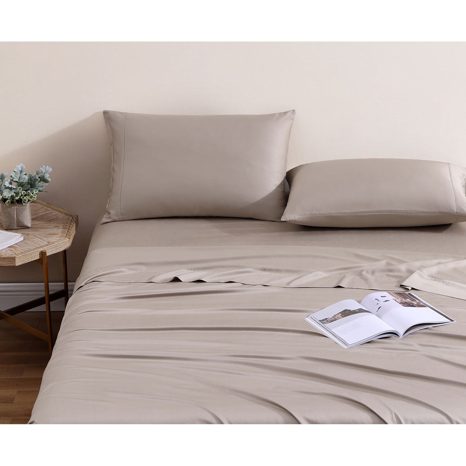 Sunday Citizen Natural Premium Bamboo Top Sheet in Taupe ~ Available in King and Queen Sizes - Image 3