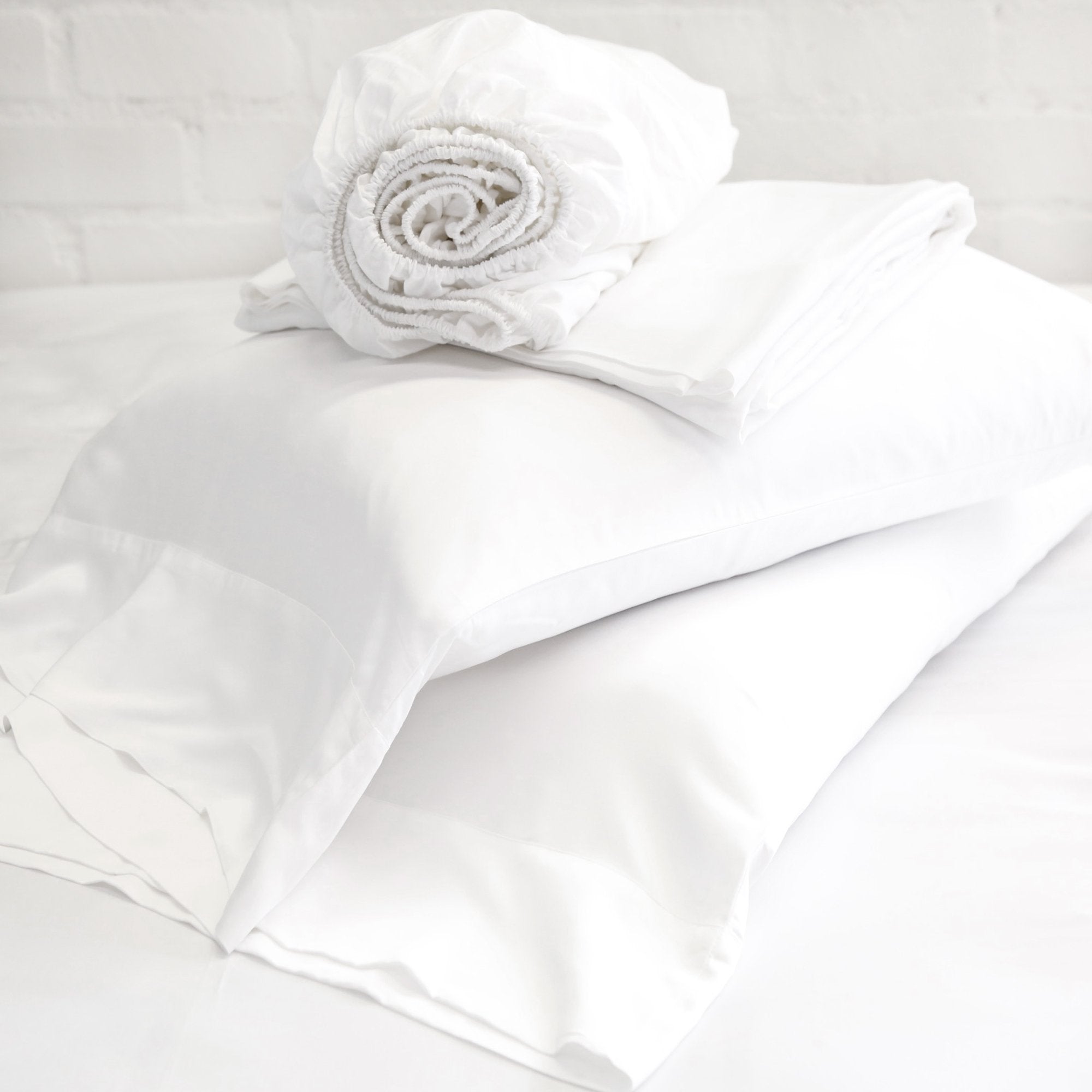 Pom Pom at Home Bamboo Sateen White Sheet Set ~ Available in Twin, Queen and King Sizes - Image 3