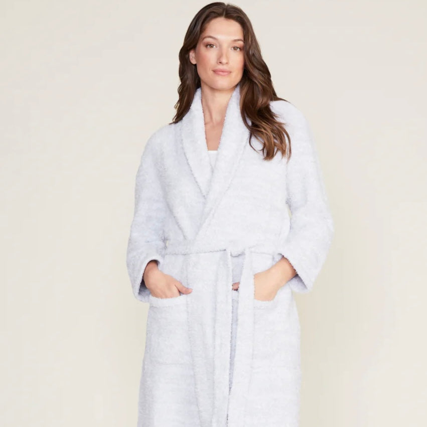 Barefoot Dreams CozyChic Heathered Ocean and White Robe ~ Size Small / Medium