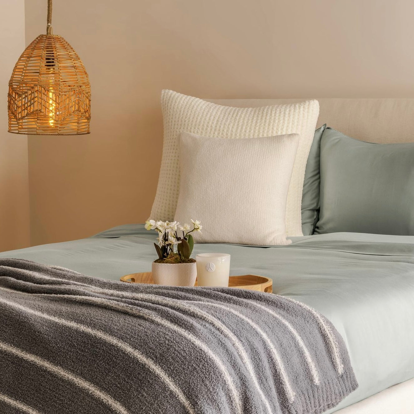 Barefoot Dreams Washed Bamboo Duvet Cover ~ Succulent ~ Available in Queen and King Sizes