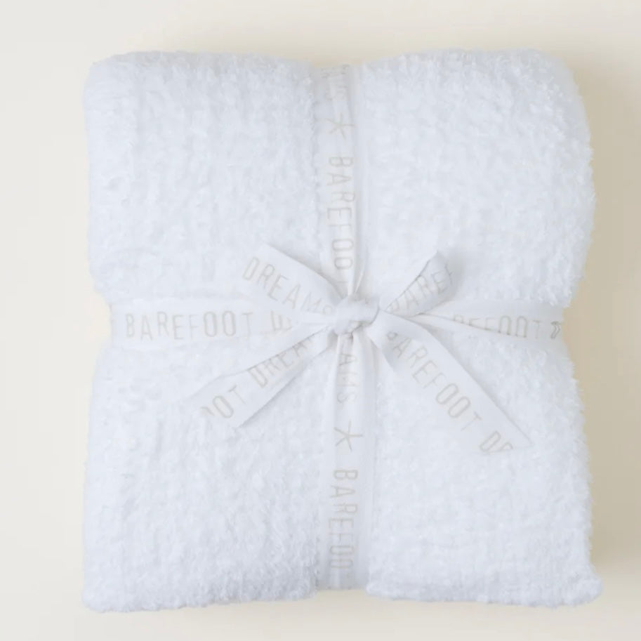 Barefoot Dreams CozyChic White Ribbed Throw Blanket - Image 1