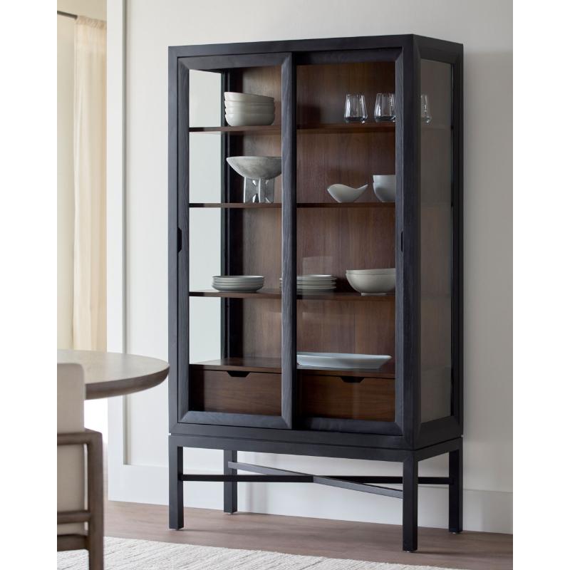 Becki Owens x SURYA Modern Tall Marin Bookcase in Black Stained Oak