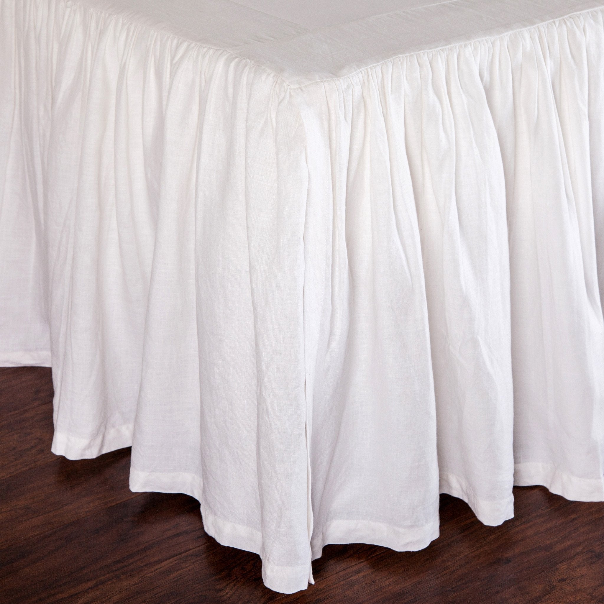 Pom Pom at Home Gathered White Linen Bedskirt ~ Available in Twin, Queen and King Sizes - Image 2