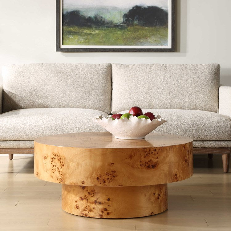 Uttermost Knots Burl Wood Round Coffee Table - Image 1