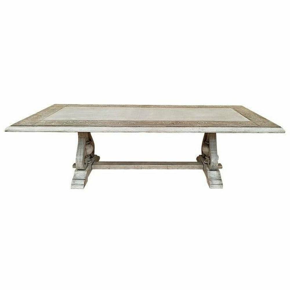 Casa Bonita Peruvian Handpainted Carved Wood Magnolia Dining Table 9 Foot - Image 1