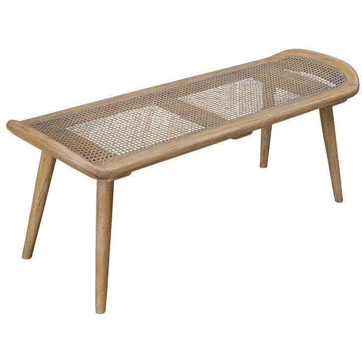 Uttermost Arne Woven Straw Seat Wood Bench - Image 2