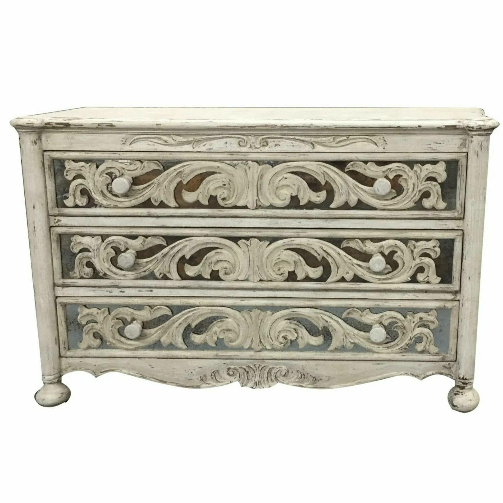 Casa Bonita Peruvian Hand-Painted Carved Wood and Antiqued Mirror Raquel Dresser - Image 1