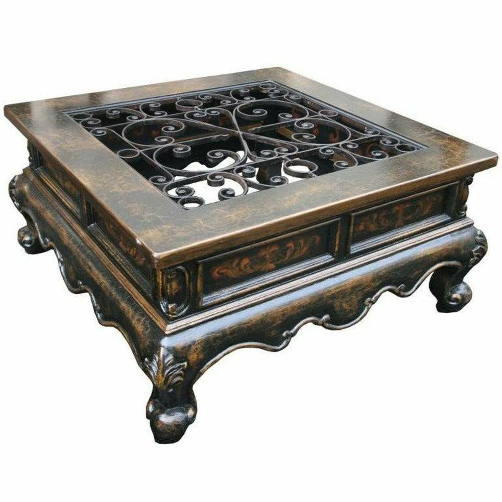 Casa Bonita Peruvian Hand-Painted Carved Wood and Hand Forged Iron Pascale Coffee Table - Image 1