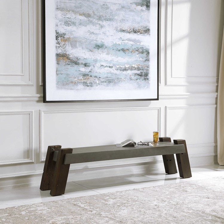 Uttermost Lavin Reclaimed Wood Industrial Modern Bench - Image 3