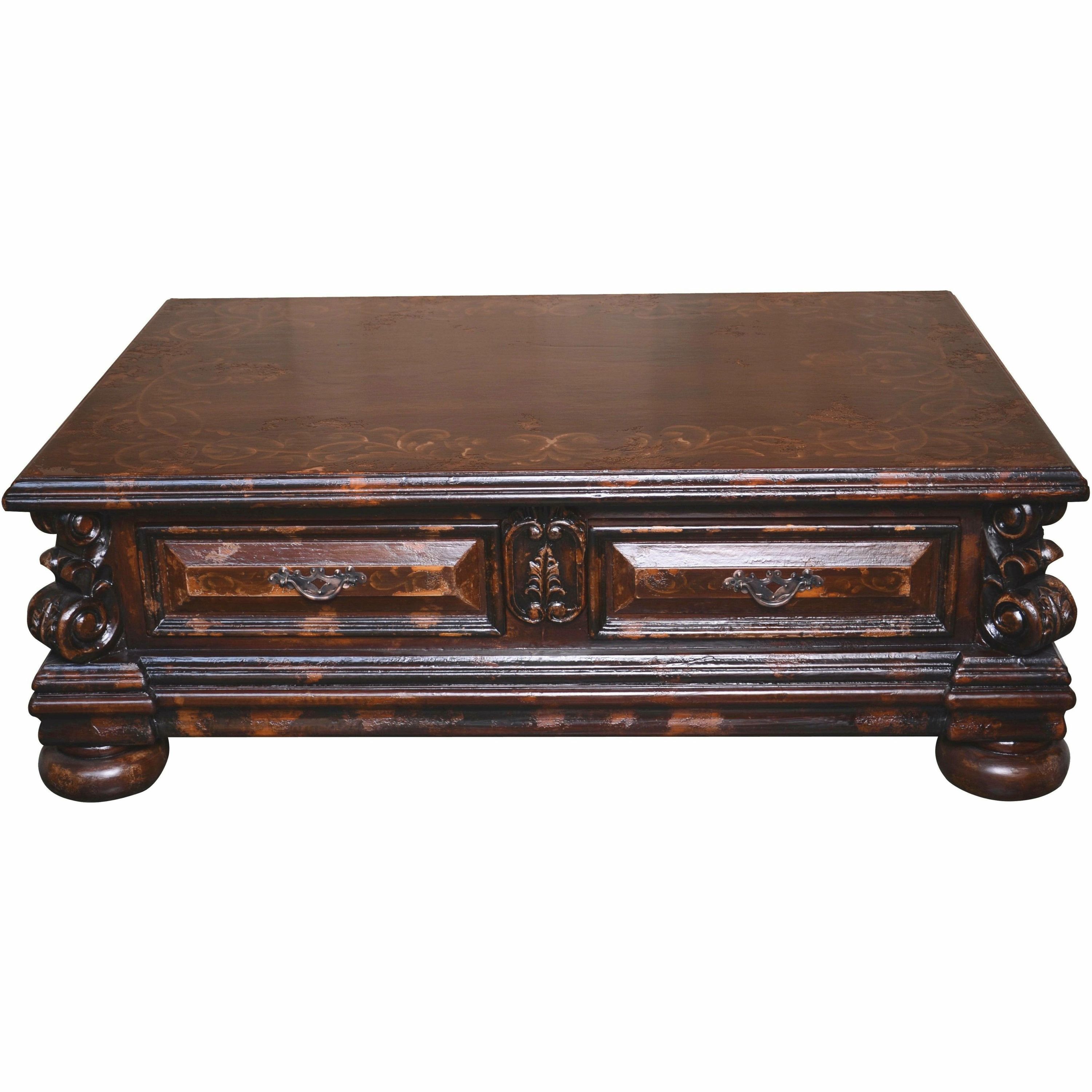 Casa Bonita Peruvian Hand-Painted Carved Wood Palazzo Coffee Table