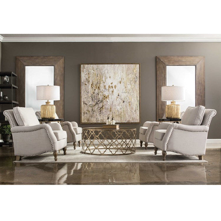 Uttermost Armstead Antique White Fabric Classic Armchair - Image 2