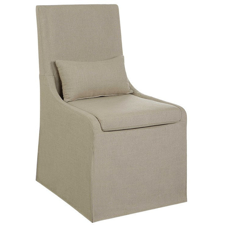Uttermost Coley Tan Linen Performance Fabric Slipcovered Armless Chair With Pillow - Image 2