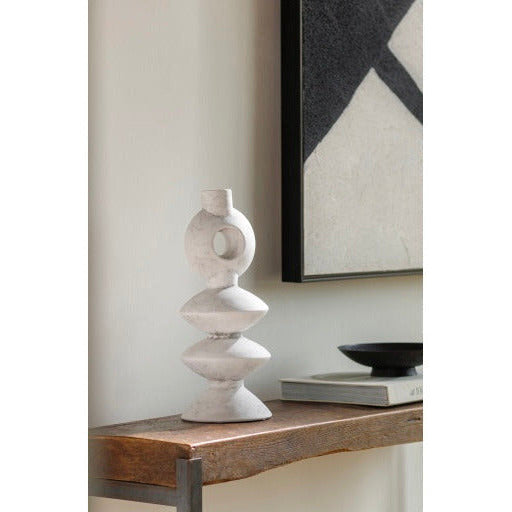 Surya Yagya Collection Modern Brushed Matte White Ceramic Vase YAG-005