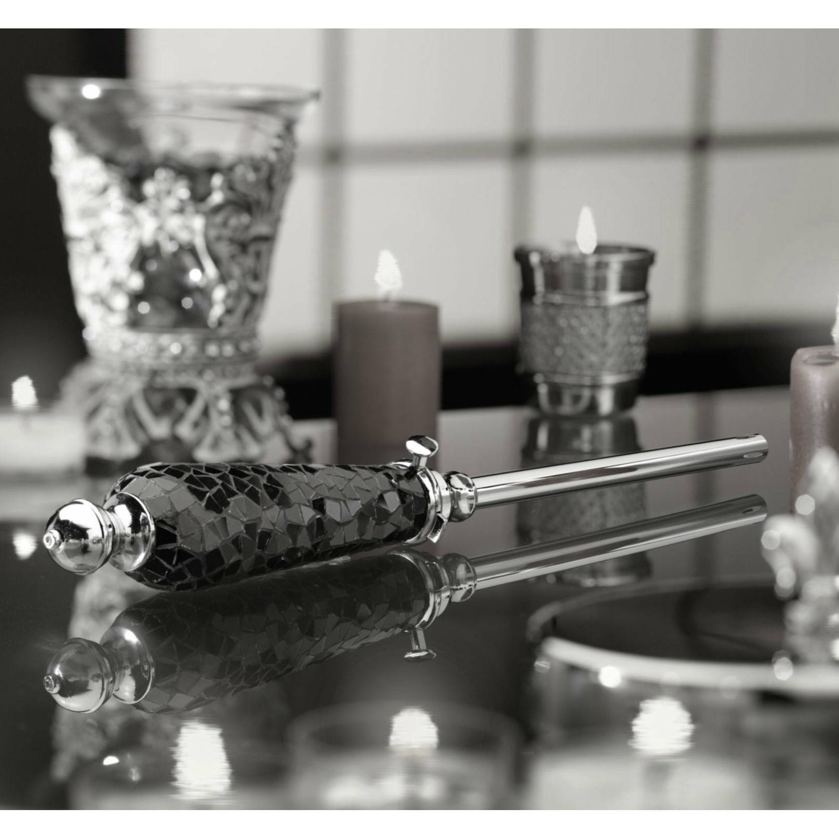 Social Light Versailles Black Mosaic Glass Lighter Butane Refillable - Image 2