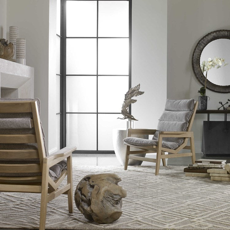 Uttermost Isola Charcoal Gray Fabric Scandinavian Style Wood Accent  Chair - Image 3