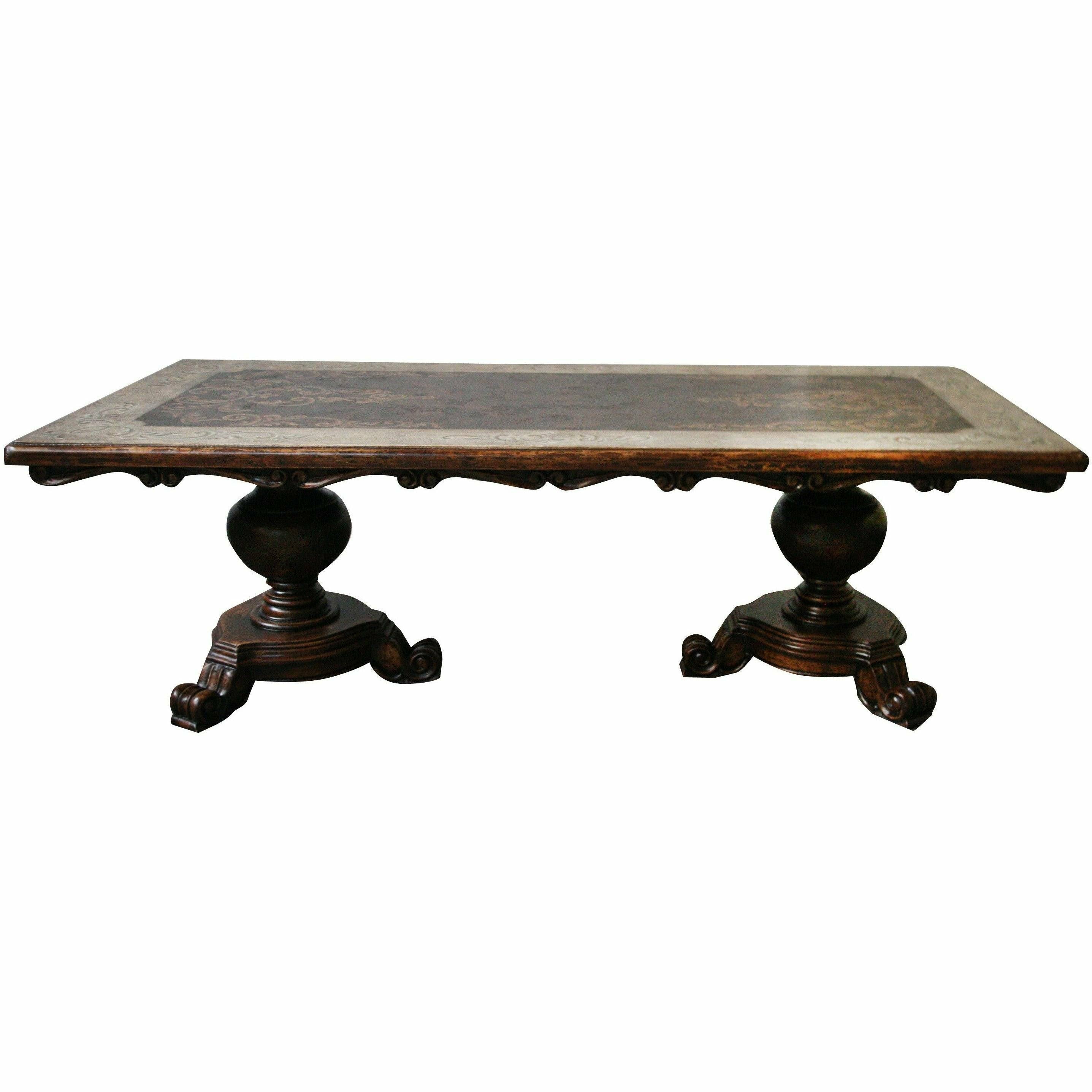 Casa Bonita Peruvian Handpainted Carved Wood Nonna Dining Table 8 Foot - Image 1