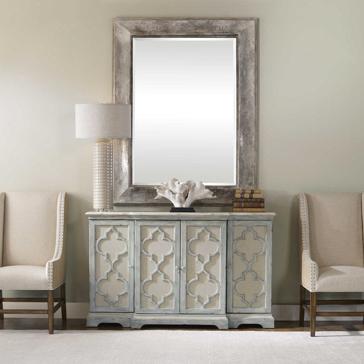 Uttermost Sophie Sea Gray 4 Door Cabinet - Image 1