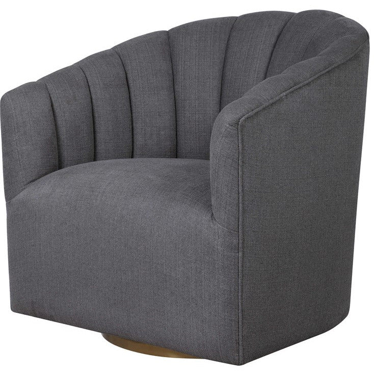 Uttermost Cuthbert Charcoal Gray Fabric Barrel Back Swivel Chair - Image 3