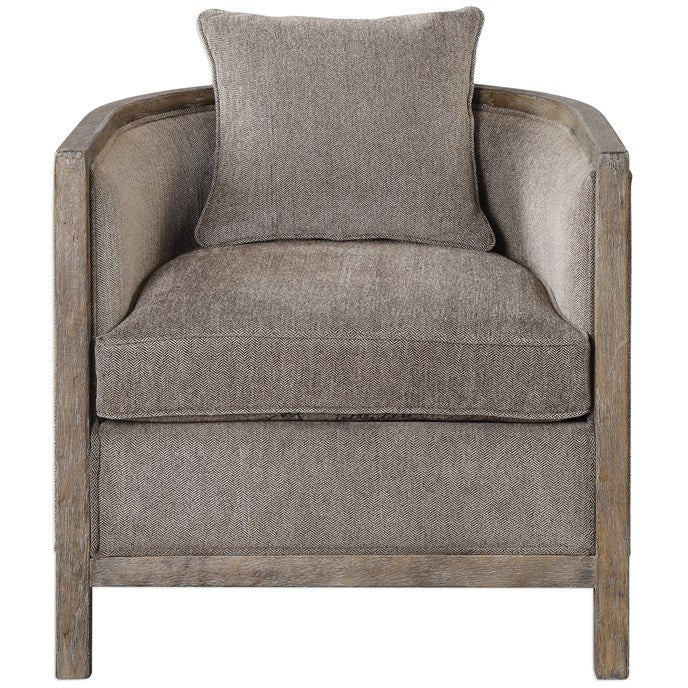 Uttermost Viaggio Gray Chenille Barrel Back Tub Chair - Image 2