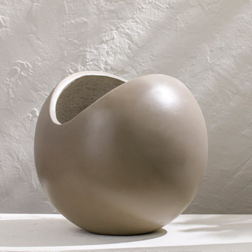 Surya Seastone Collection Modern Brushed Matte Gray Concrete Outdoor Vase SST-012 - Image 1