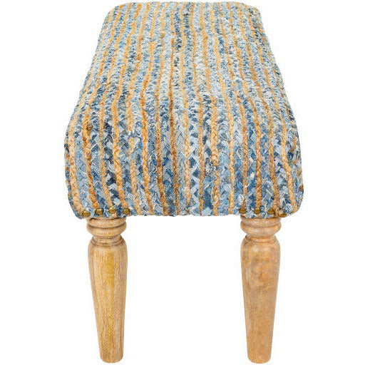 Surya Cambrai Rustic Modern Hand Woven Fabric Bench With Natural Wood Base CBI-005 - Image 3