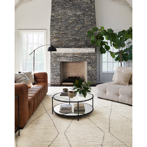 Surya Alecsa Modern Glass Top With Metal & Marble Base Round Coffee Table EAA-010 - Image 1