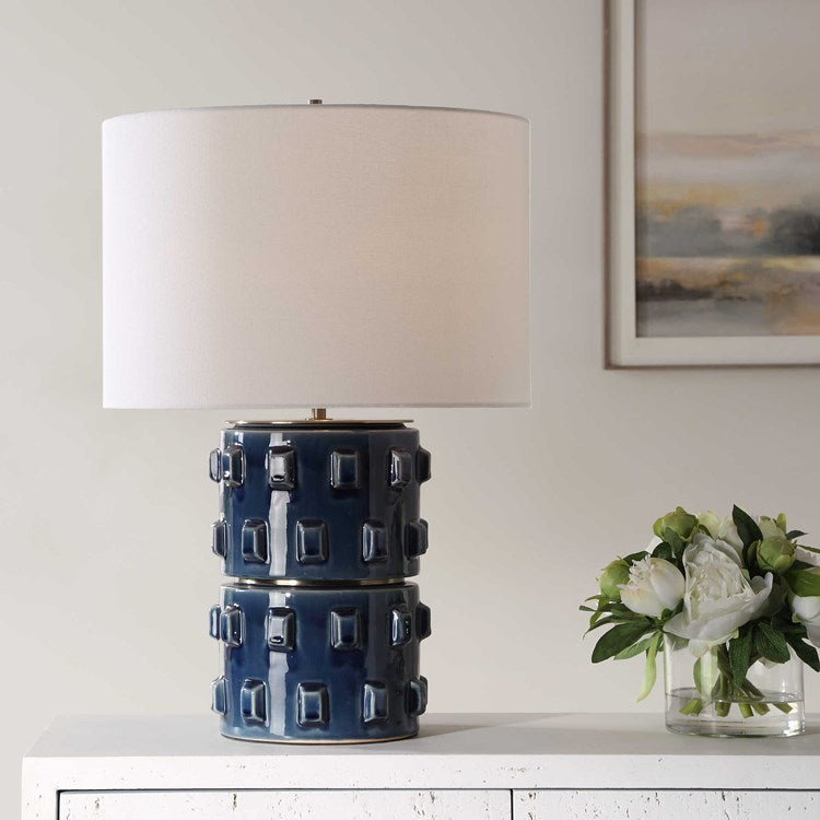 Casa Bella Living Rich Blue Hues Ceramic Table Lamp