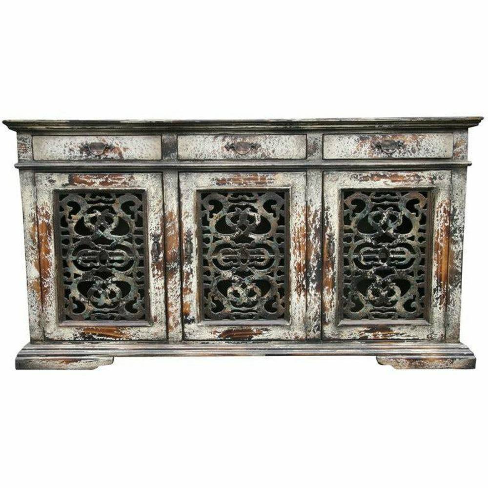 Casa Bonita Peruvian Hand-Painted Carved Wood San Juan Buffet - Image 1
