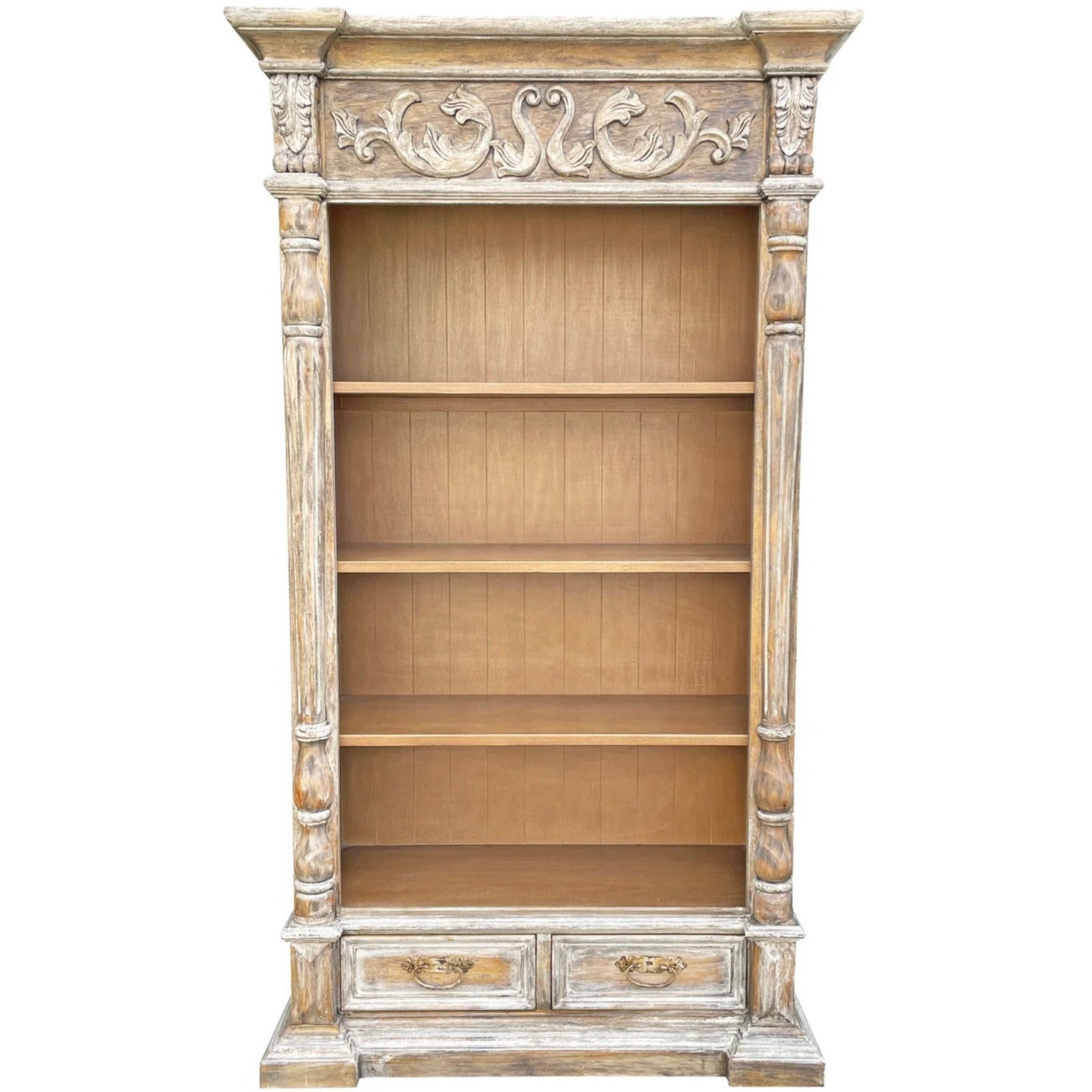 Casa Bonita Peruvian Hand-Painted Carved Wood Arroyo Bookcase
