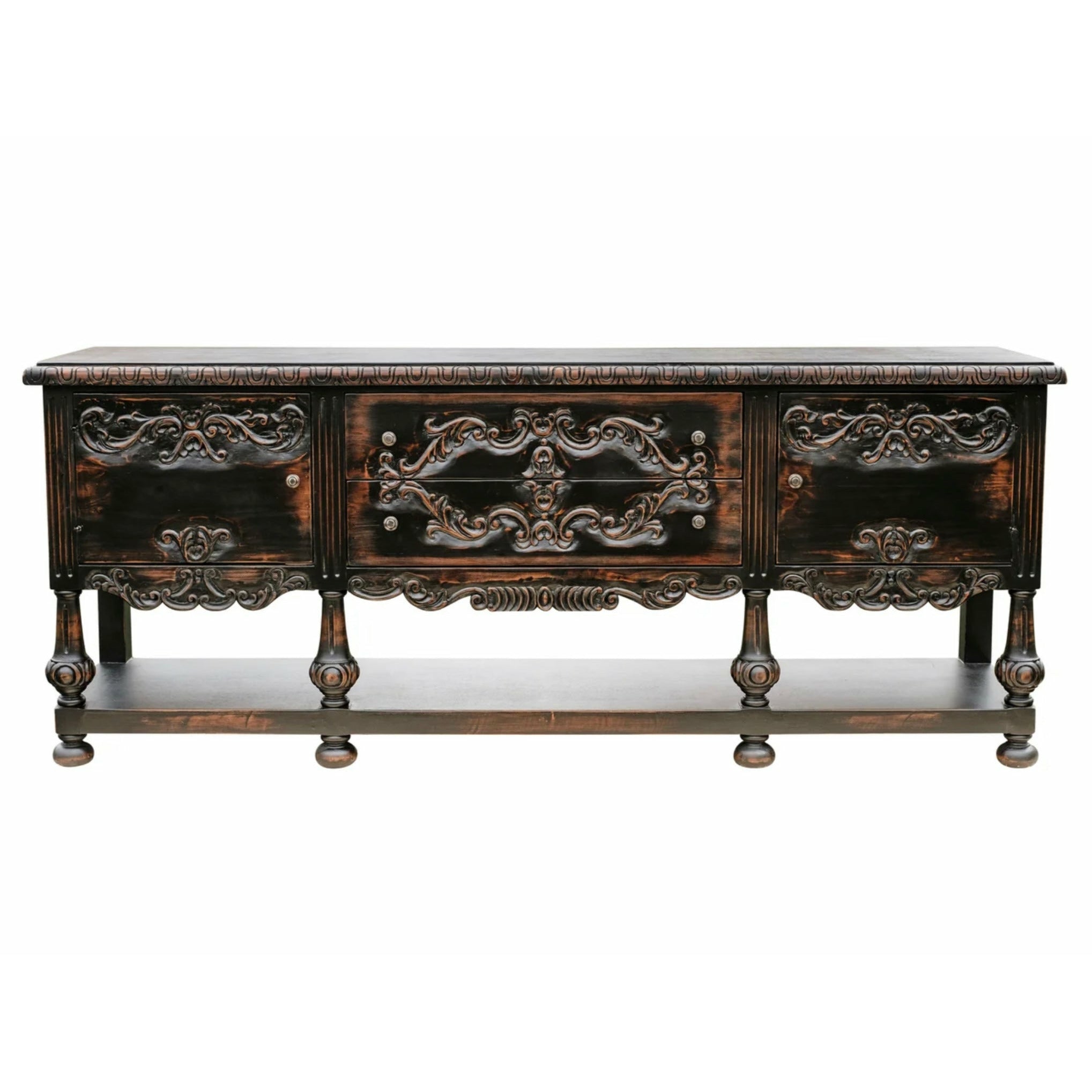 Casa Bonita Peruvian Hand-Painted Carved Wood Amara Console Table - Image 1