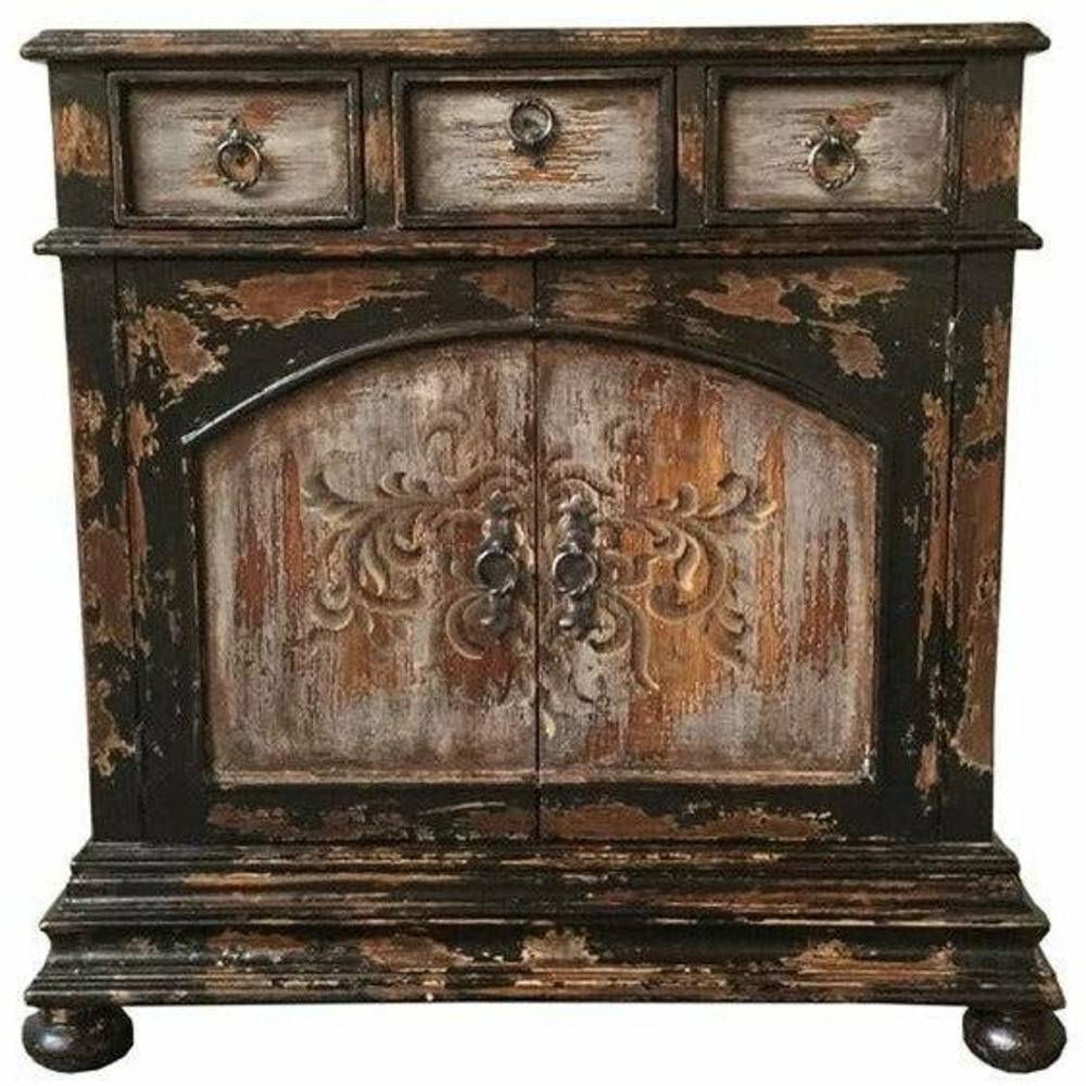 Casa Bonita Peruvian Hand-Painted Carved Wood Roma Chest - Image 1