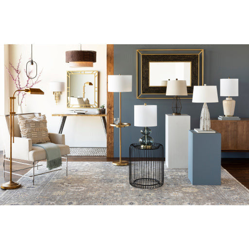 Surya Camelot Modern Mirror Top With Black Metal Base Round Accent Side Table CEM-002 - Image 2