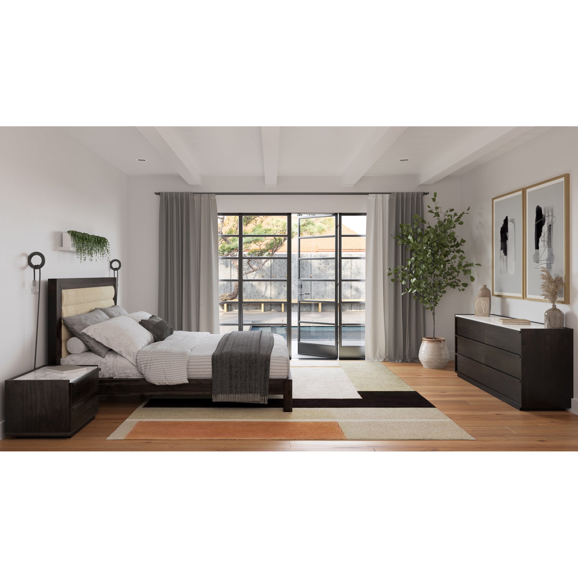 Moe's Home Collection Ashcroft Channeled Upholstered King Size Bed - Image 1