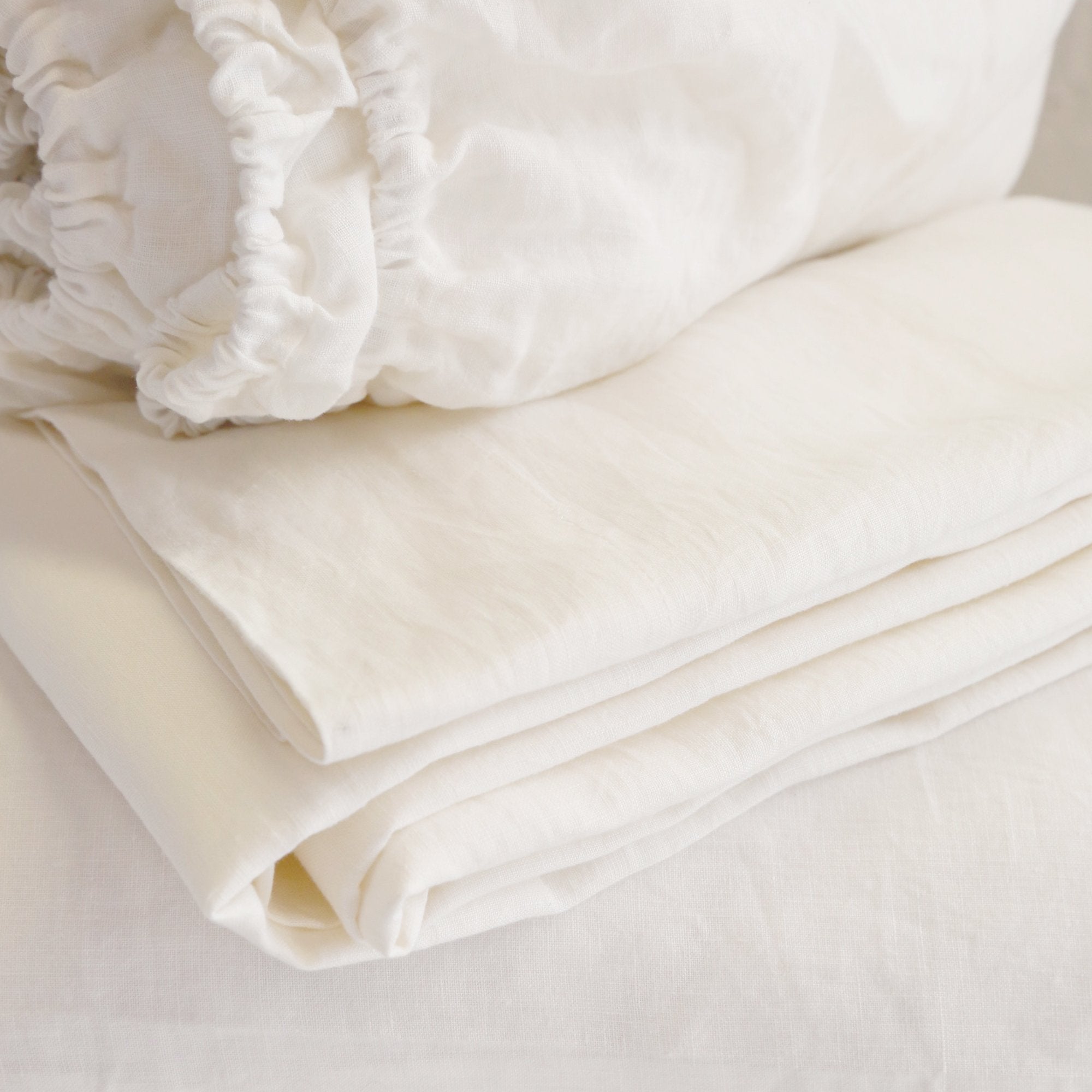 Pom Pom at Home Cream Linen Sheet Set ~ Available in Twin, Queen and King Sizes - Image 2