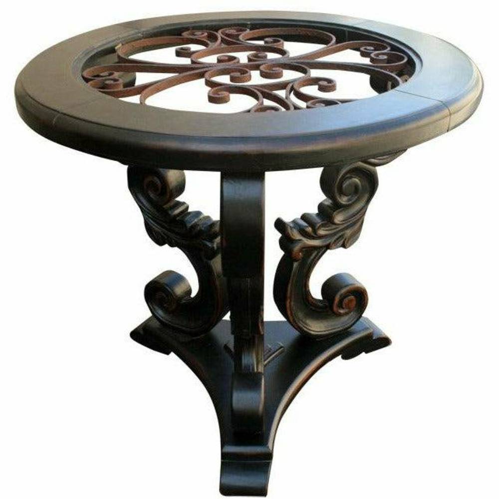 Casa Bonita Peruvian Hand-Painted Carved Wood and Hand Forged Iron Antoinette Round Entry Table - Image 1