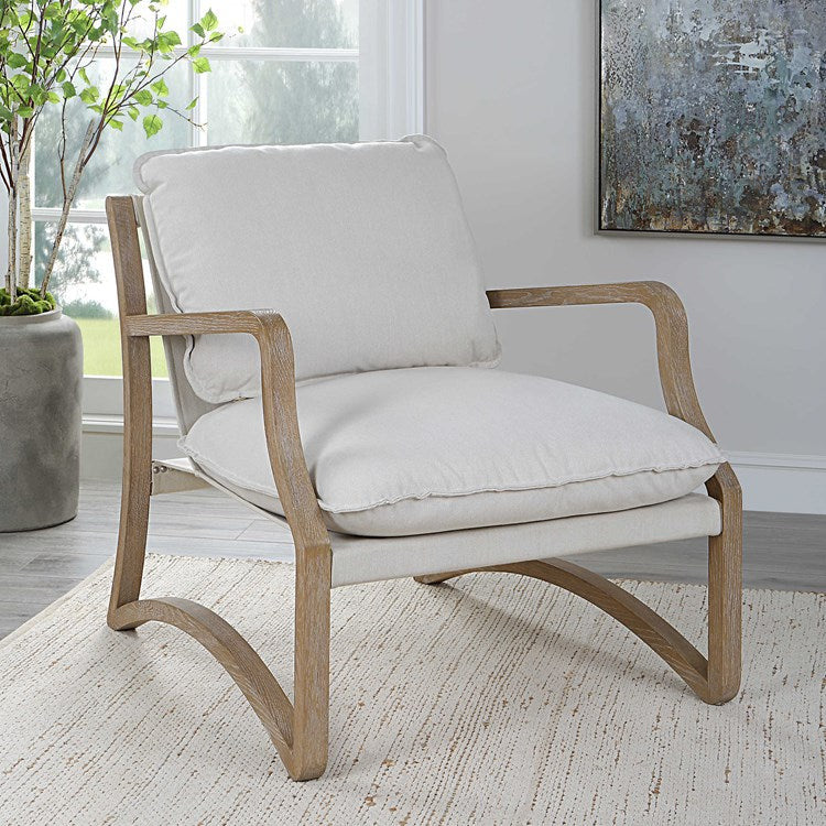 Uttermost Melora Natural Linen Sling Seat Modern Accent Chair - Image 1