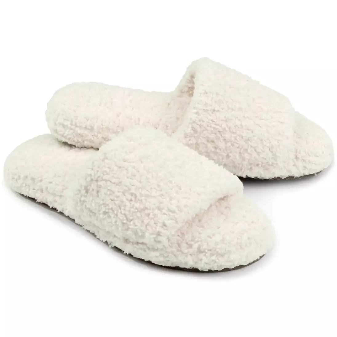 Kashwere Creme Plush Spa Slippers ~ Large