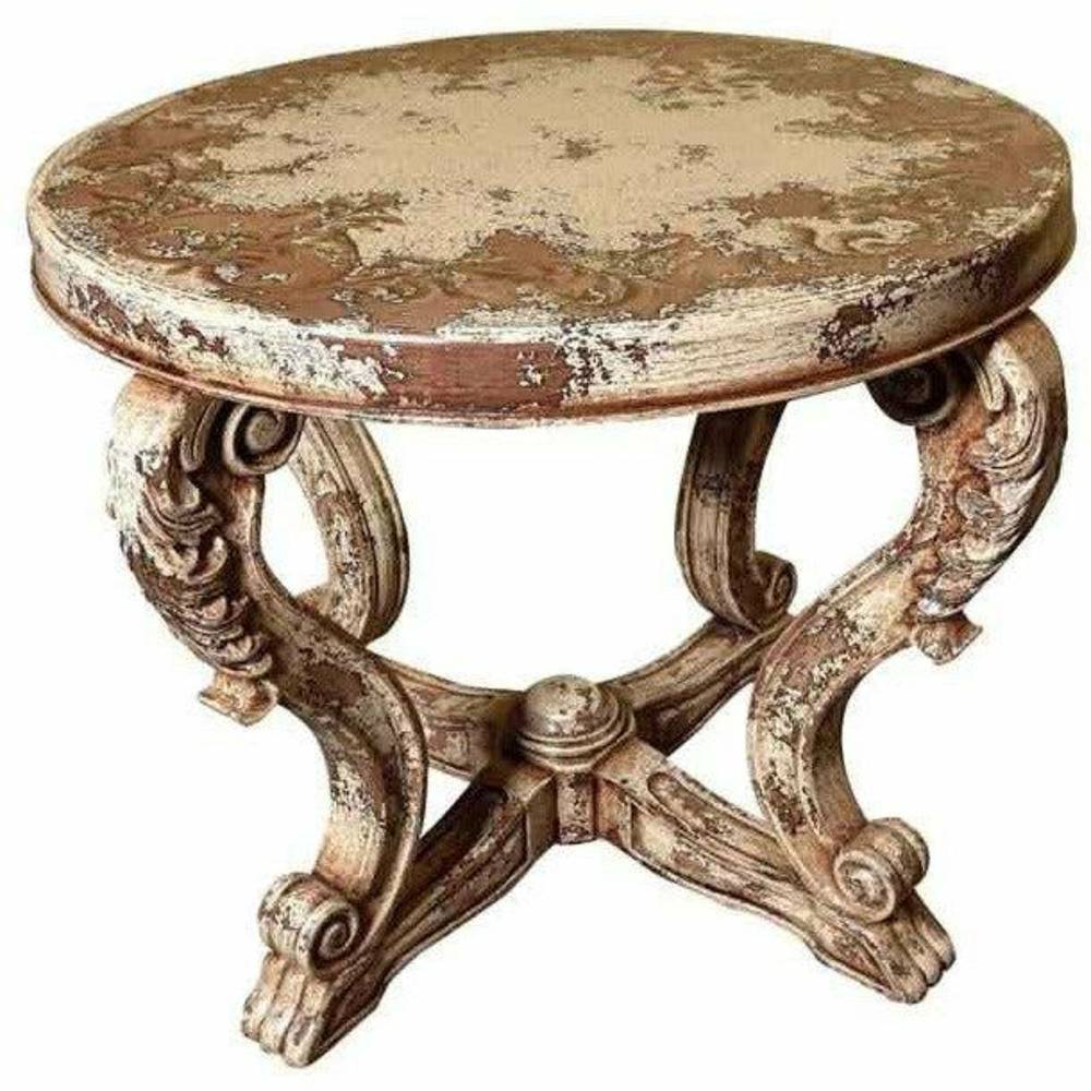 Casa Bonita Peruvian Hand-Painted Carved Wood Romagna Round Entry Table - Image 1