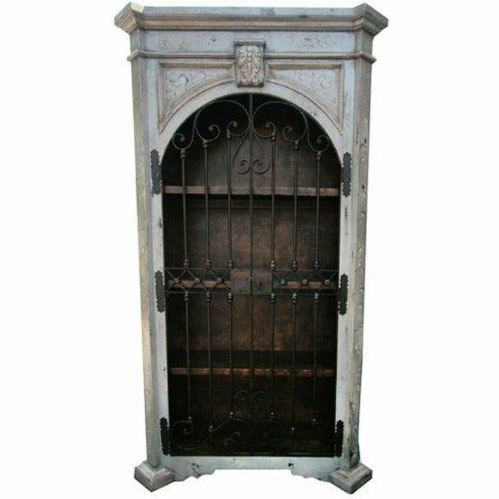 Casa Bonita Peruvian Hand-Painted Carved Wood and Hand Forged Iron Villa Roma Armoire