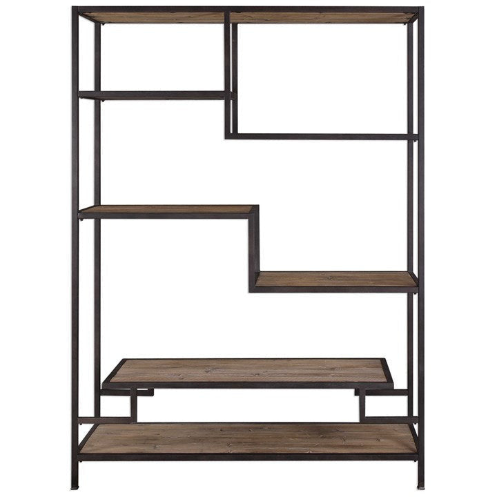 Uttermost Sherwin Reclaimed Pine With Aged Black Iron Etagere Bookcase - Image 2